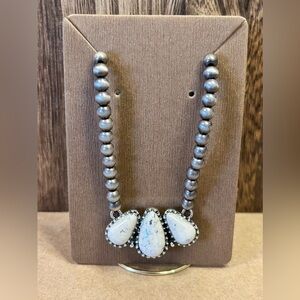White Buffalo 🦬 White Turquoise | Navajo Inspired Pearl Necklace